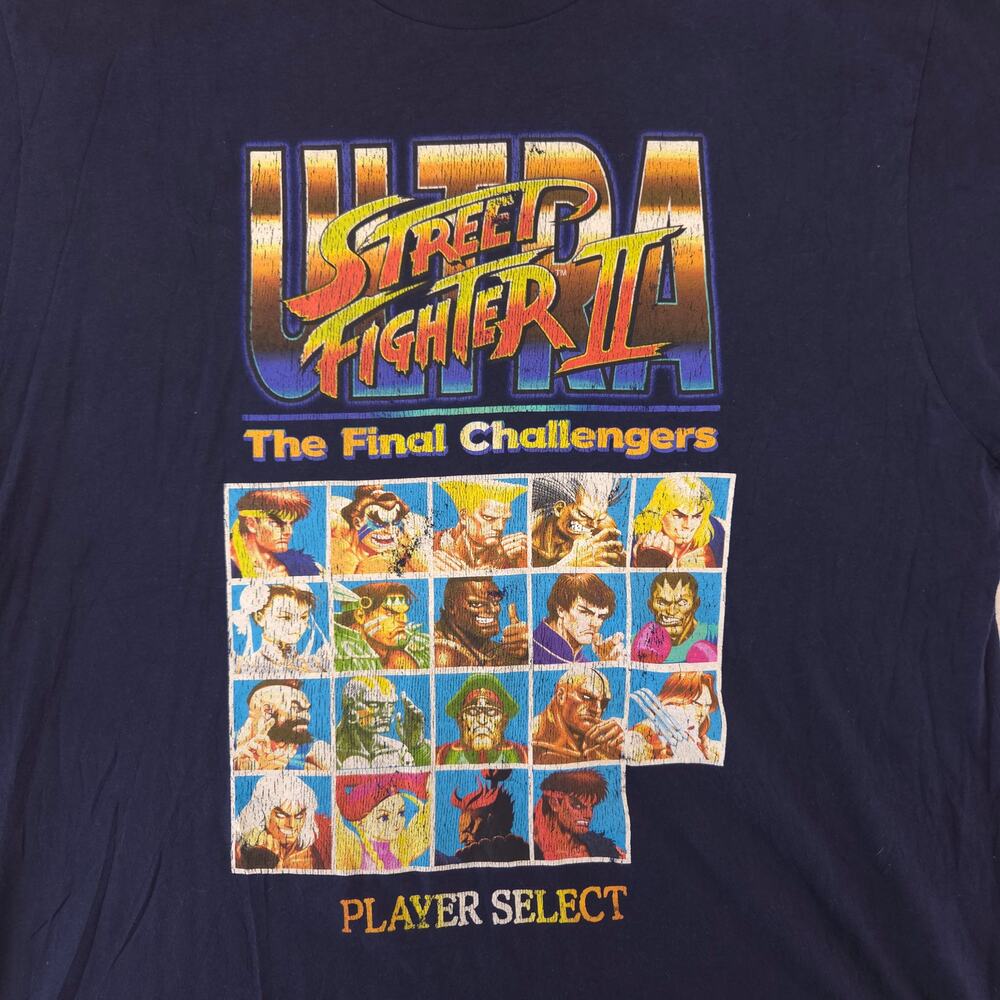 Street Fighter 2 Video Game Crew Neck Short Sleeve T Shirt Mens Size XL Navy - Picture 4 of 9